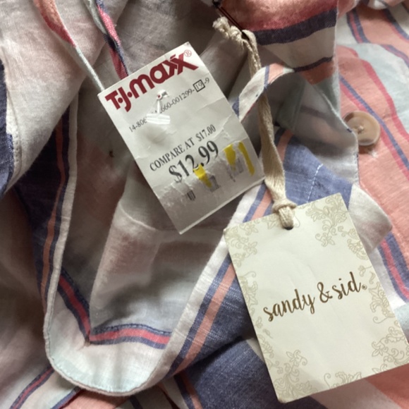 Sandy and Sid women's striped Sun dress large lined ribbed back spaghetti strap - Picture 11 of 12